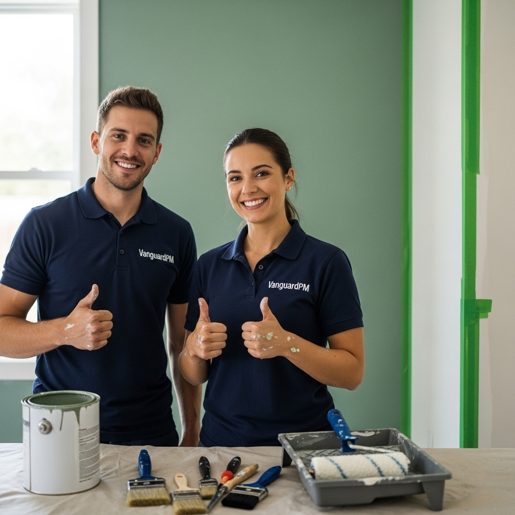 Professional painter applying a fresh coat of paint